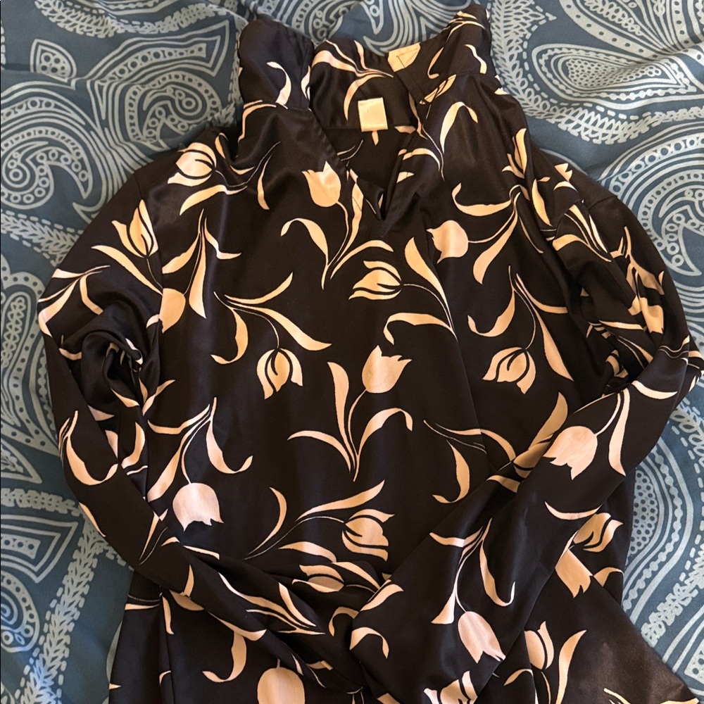 Black and White Floral Blouse